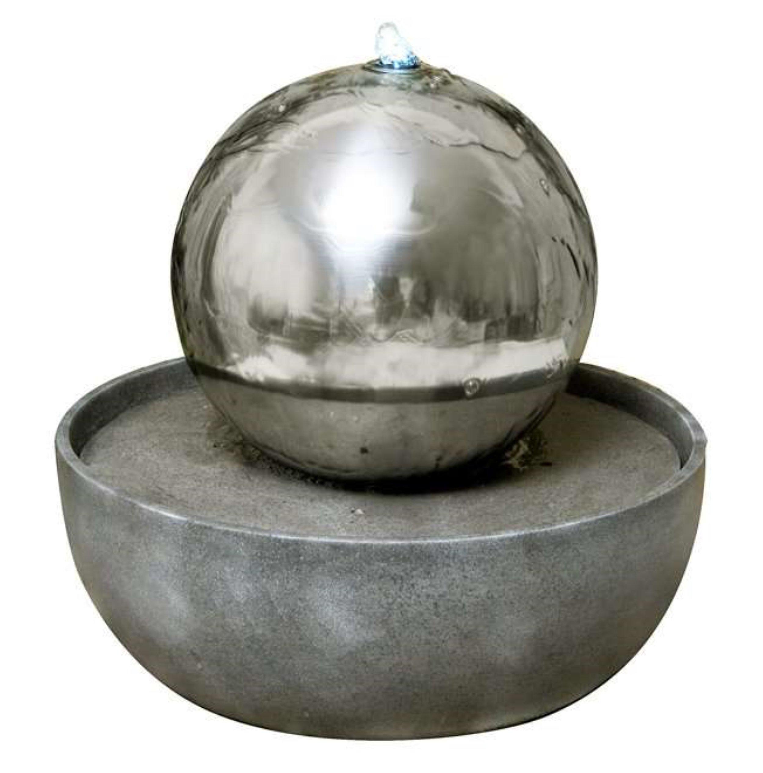 Eclipse Sphere Stainless Steel Water Feature with Lights 76cm